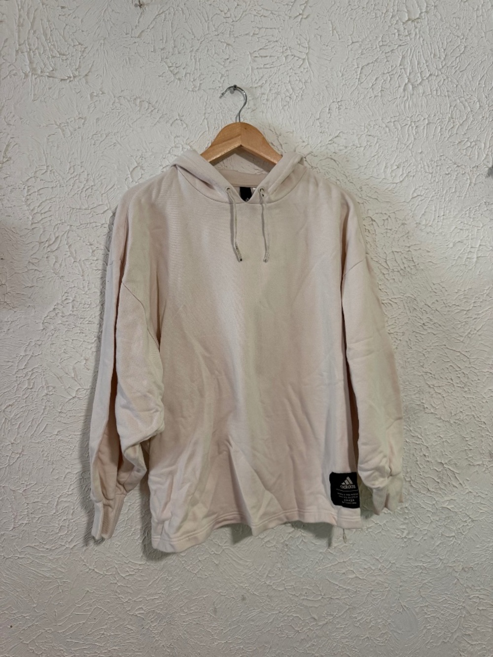 Adidas Women's Small Cream Hoodie 100% Cotton Pullover Sweatshirt Casual